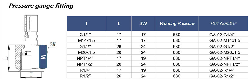 specification of test hose end fittings with pressure gauge connection