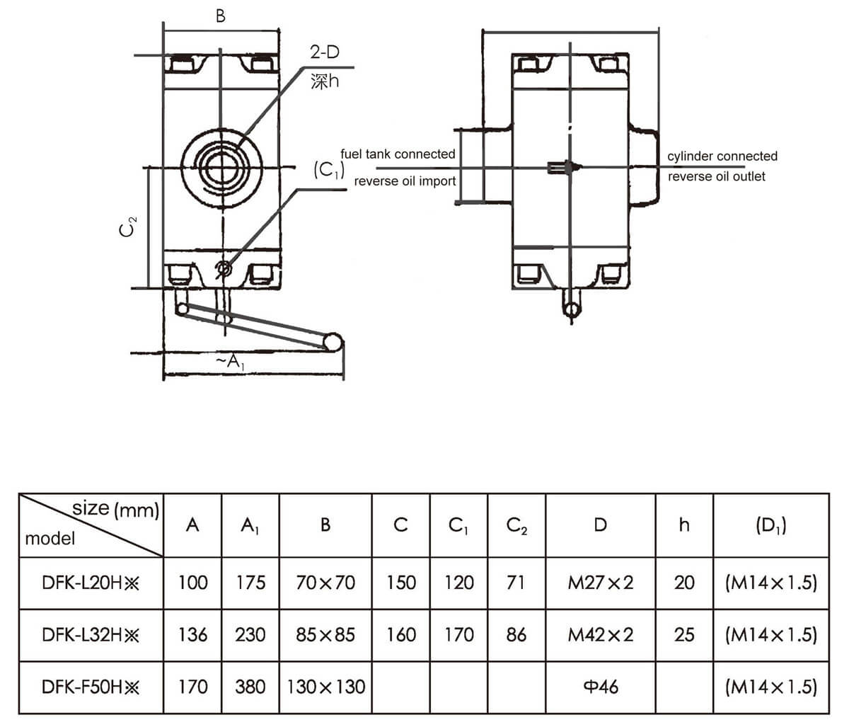 size of Check Valve DFK-L32H Threaded Connection