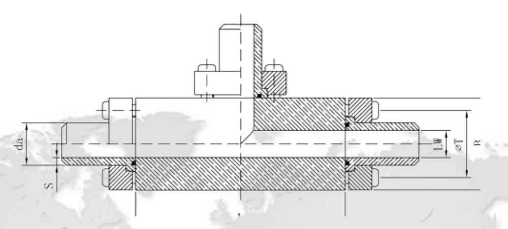 SAE square tee flange drawing