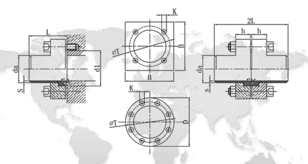 SAE square flange series 5 drawing
