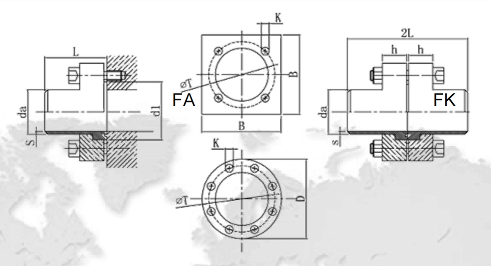 SAE square flange series 3 drawing