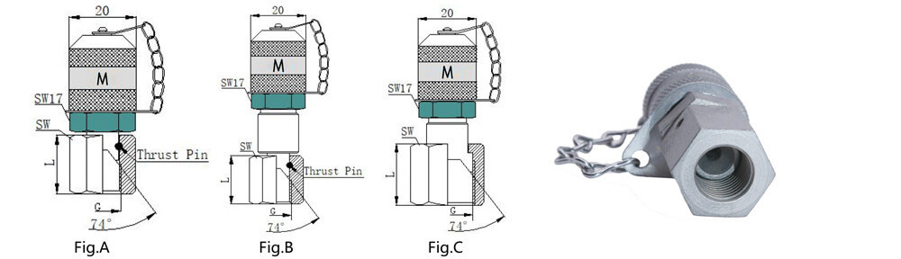 picture of hydraulic test point with JIC female 37&deg;