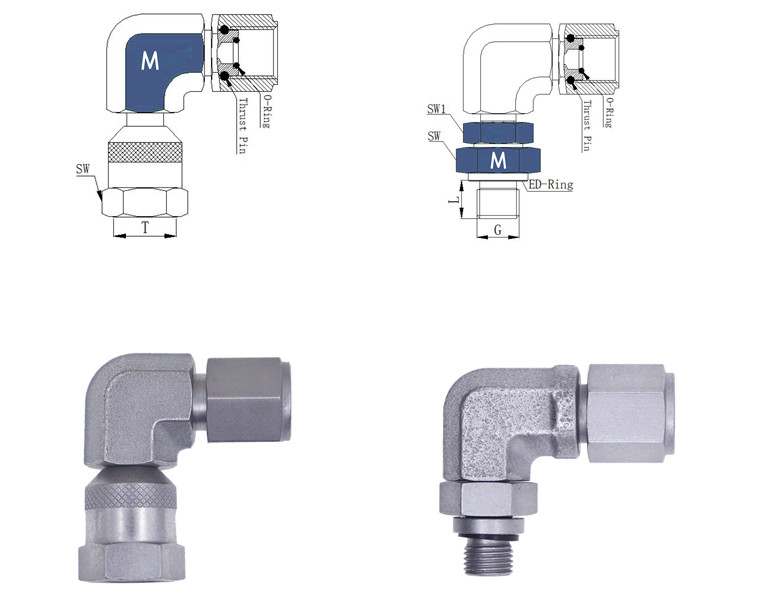 specification of 90&deg; elbow pressure gauge adaptors 